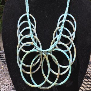 CRUISE WEAR Acrylic Lt Blue Multi Sz Oval Necklace